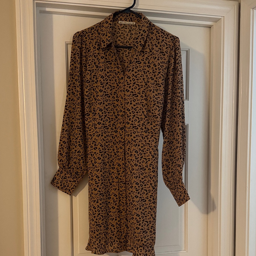 Abercrombie & Fitch Brown Leopard Long Sleeve Dress